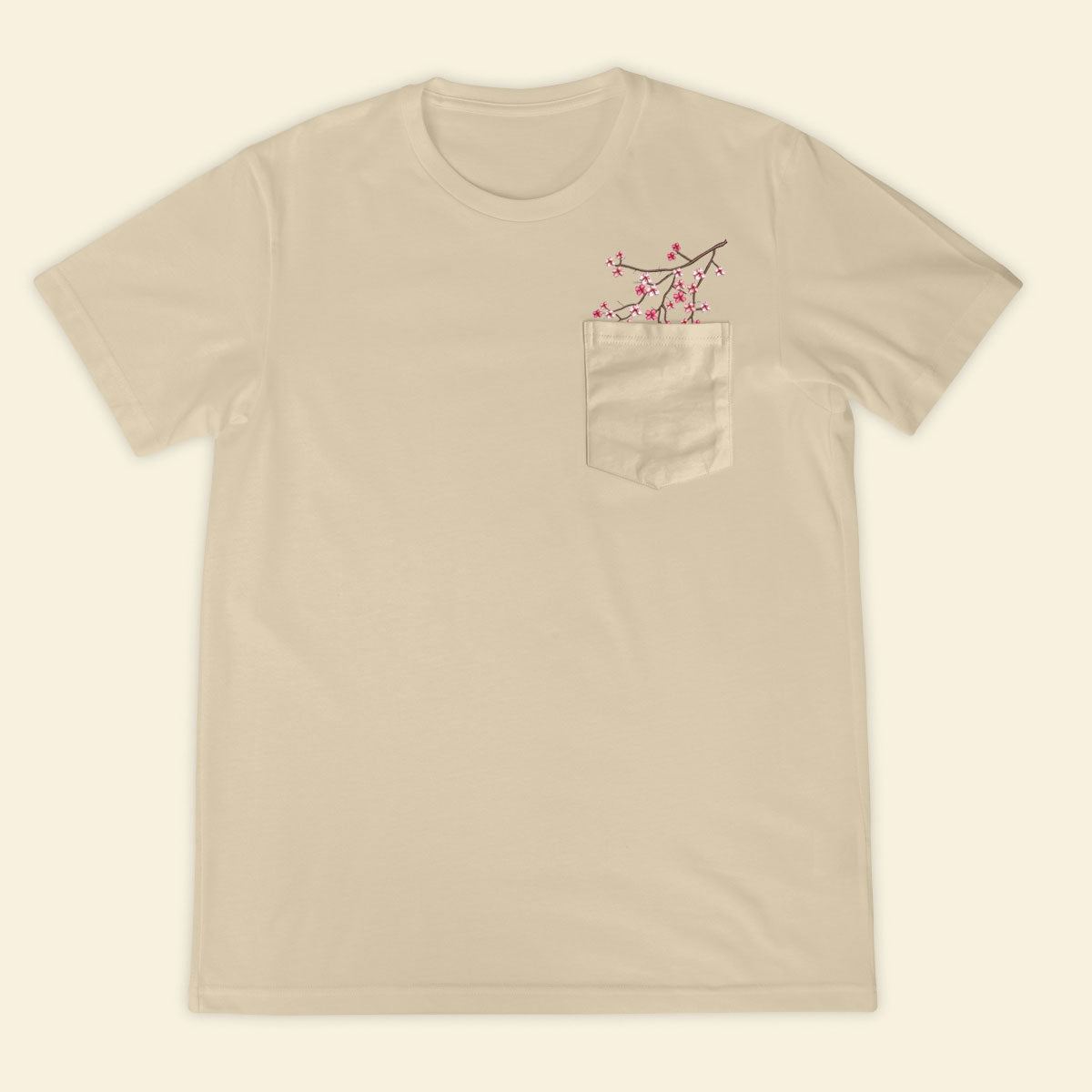 Embroidery Cherry Blossom Pocket T-shirt 1689321999308.jpg