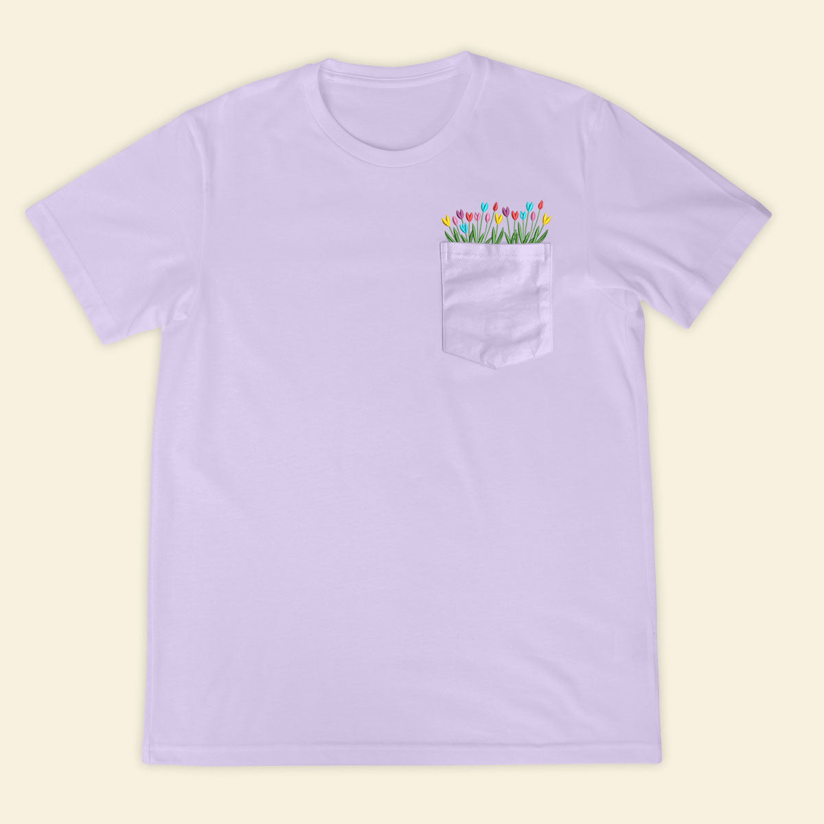 Embroidery Tulips Pocket T-shirt 1689323632599.jpg