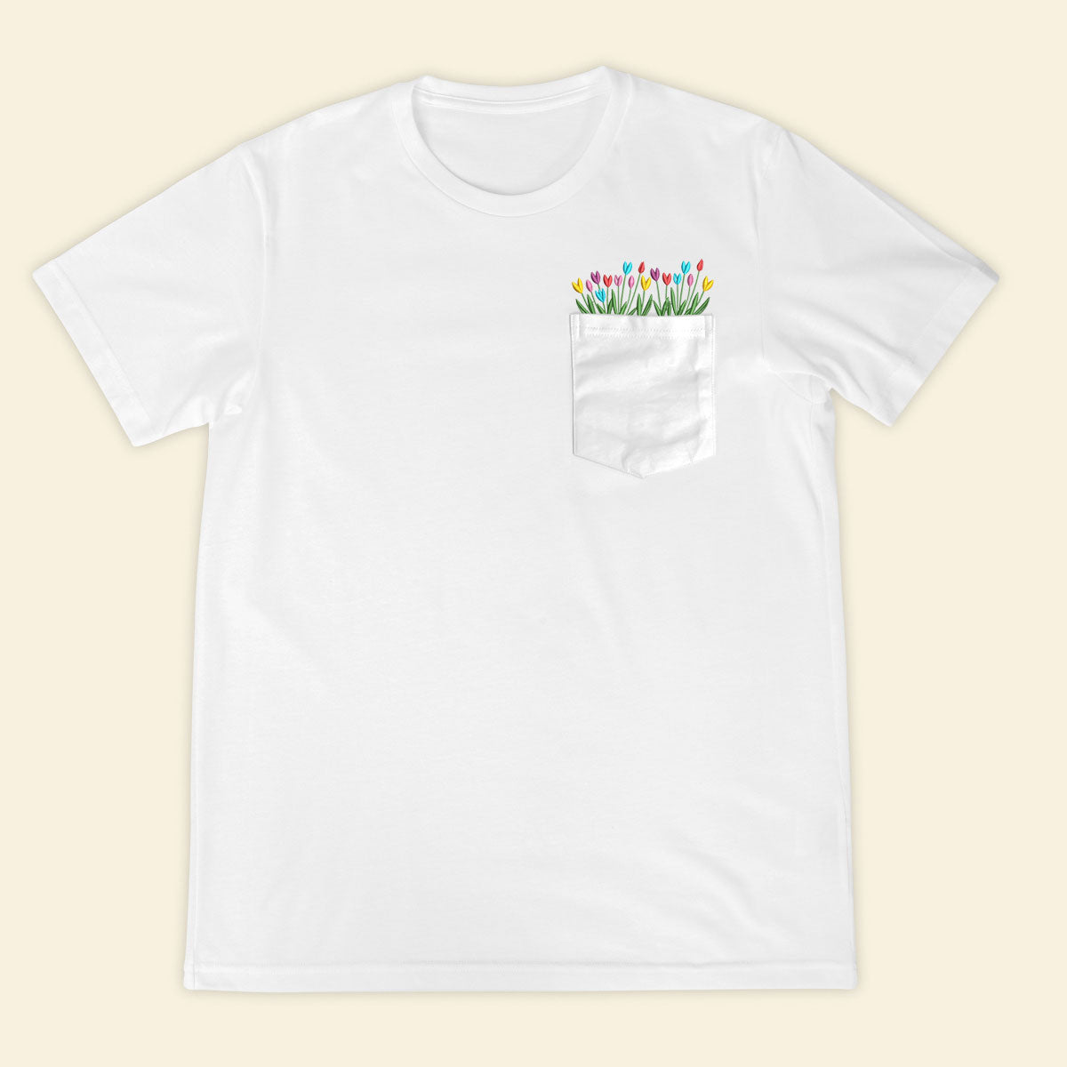 Embroidery Tulips Pocket T-shirt 1689323632607.jpg