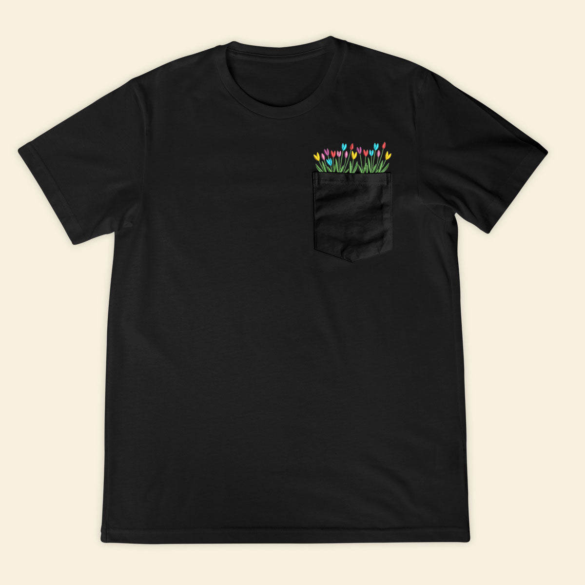 Embroidery Tulips Pocket T-shirt 1689323632627.jpg