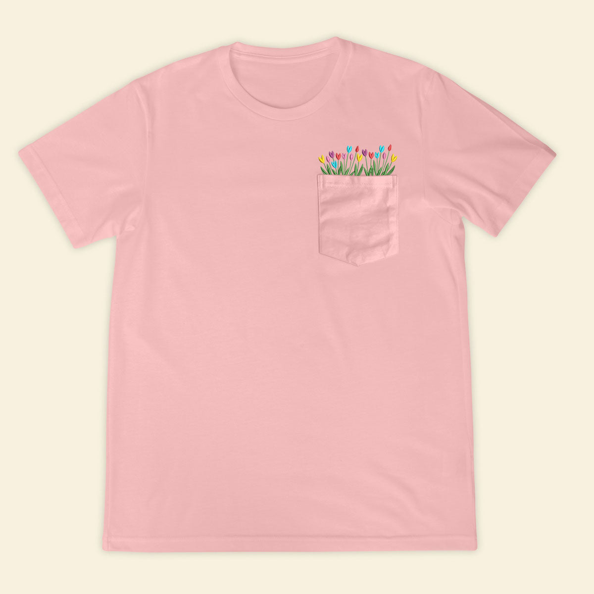 Embroidery Tulips Pocket T-shirt 1689323632661.jpg