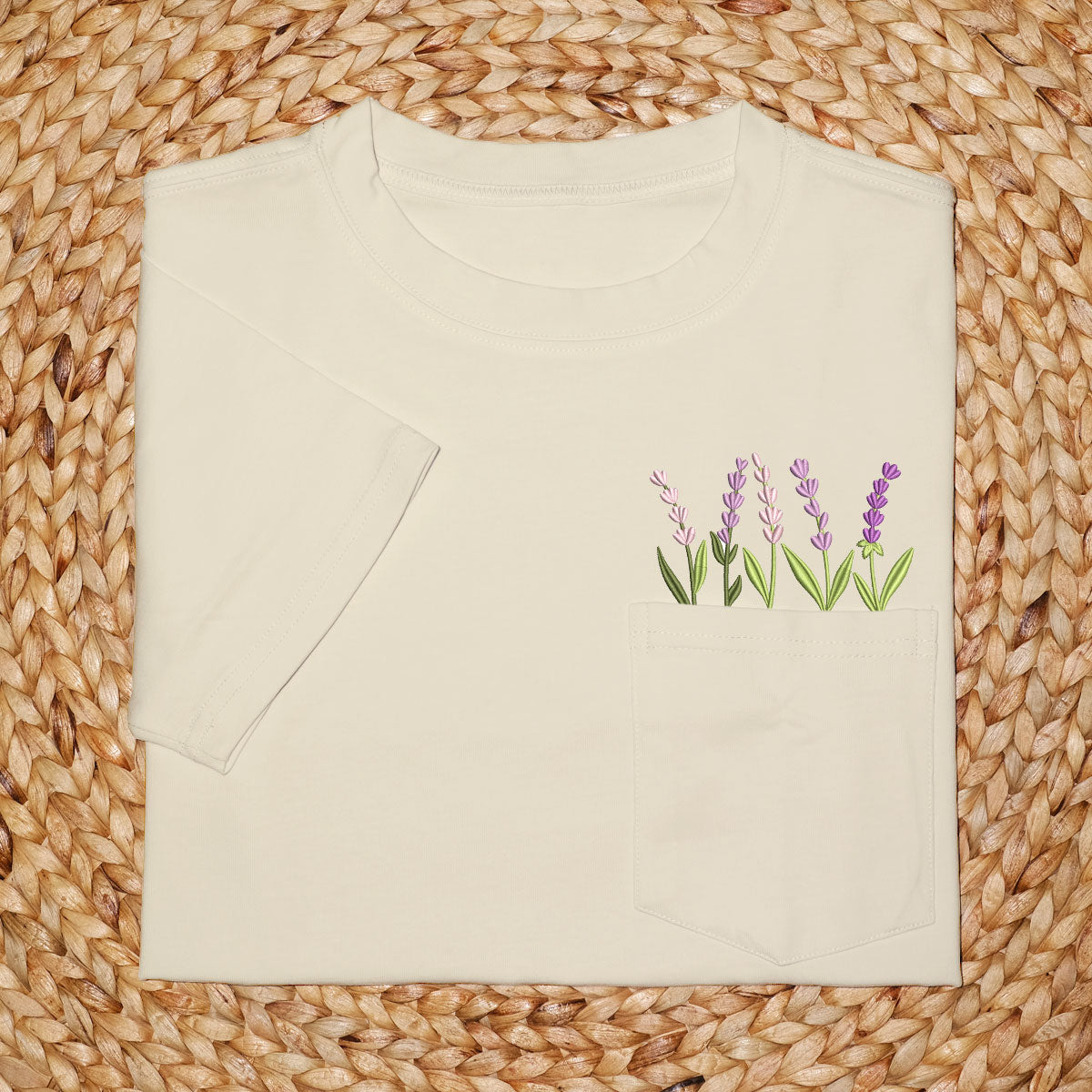 Embroidery Lavender Pocket T-shirt 1689323974494.jpg