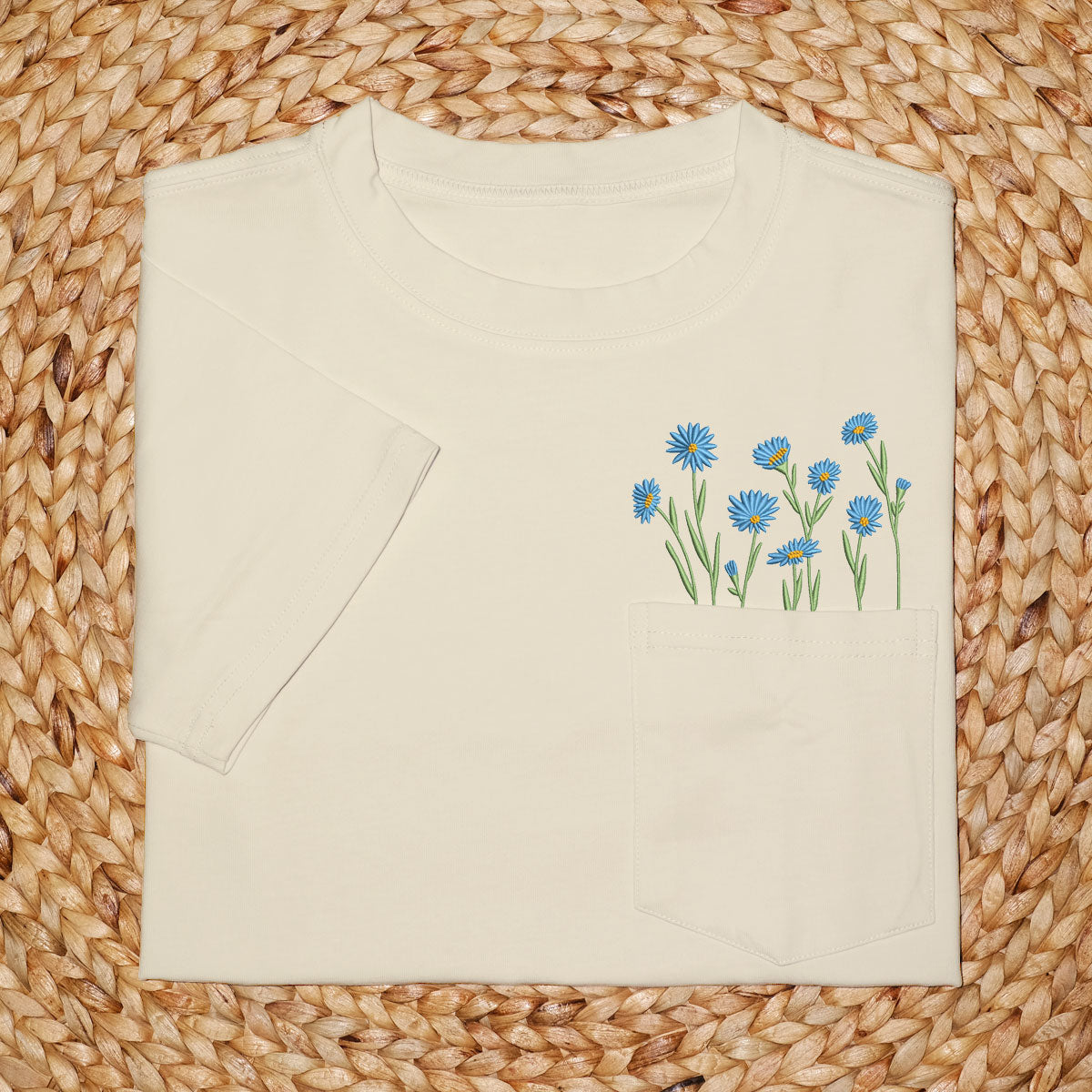 Embroidery Meadow Wildflowers Pocket T-shirt 1689324570264.jpg