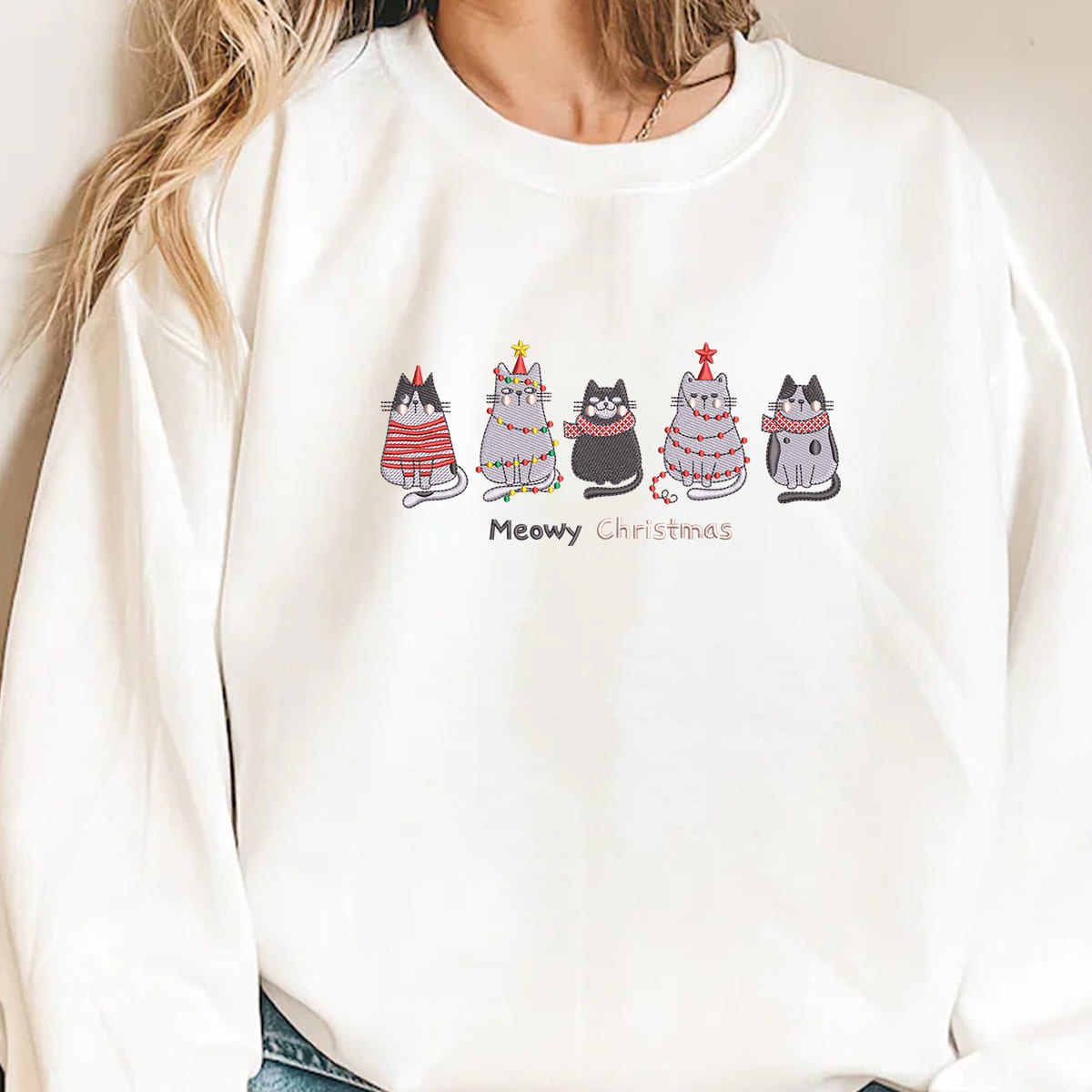 Meowy Christmas Happy Cat Year   Embroidered Apparel   Christmas Gift 1695787021236.jpg