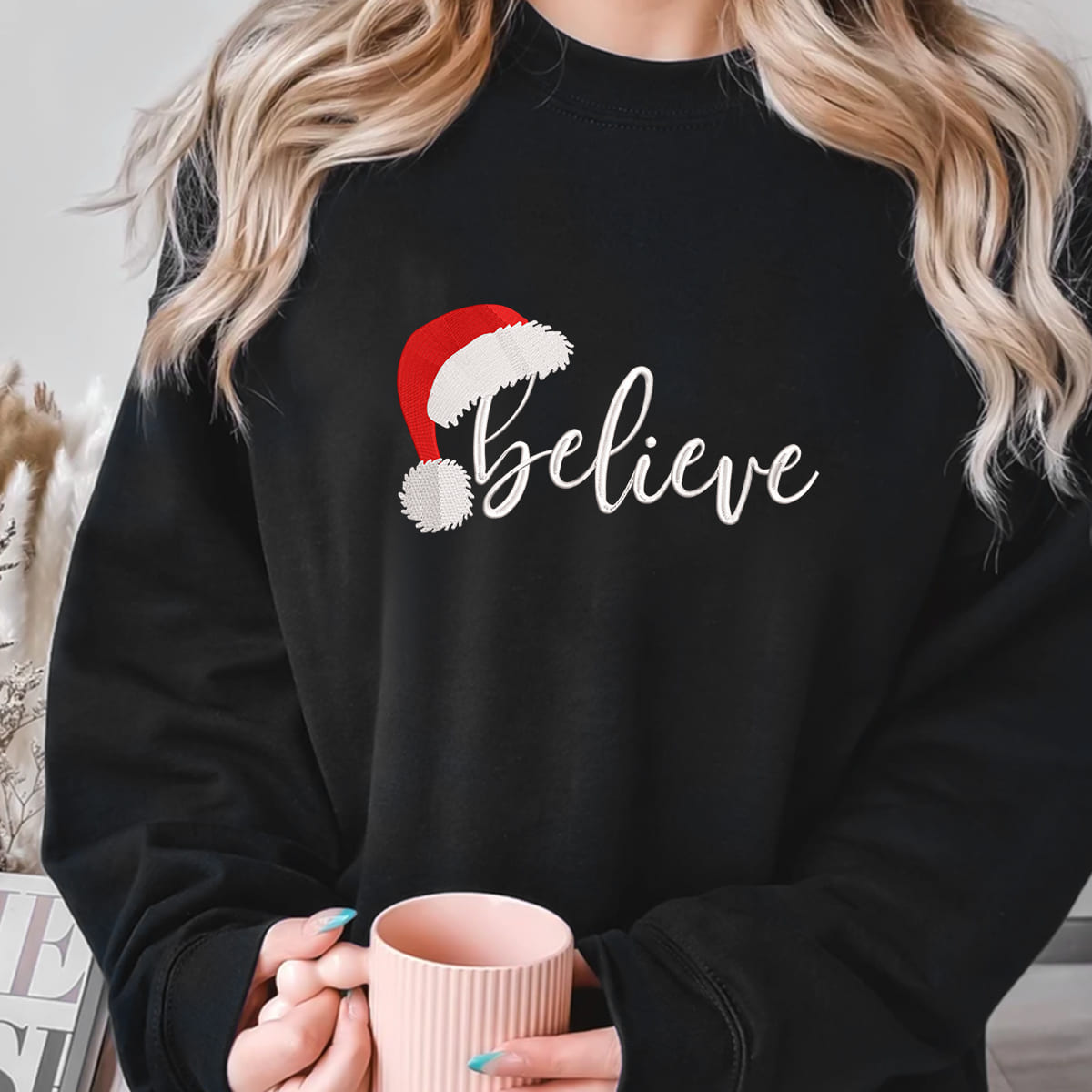 Believe Christmas Santa Hat   Embroidered Apparel   Christmas Gift 1696319861734.jpg
