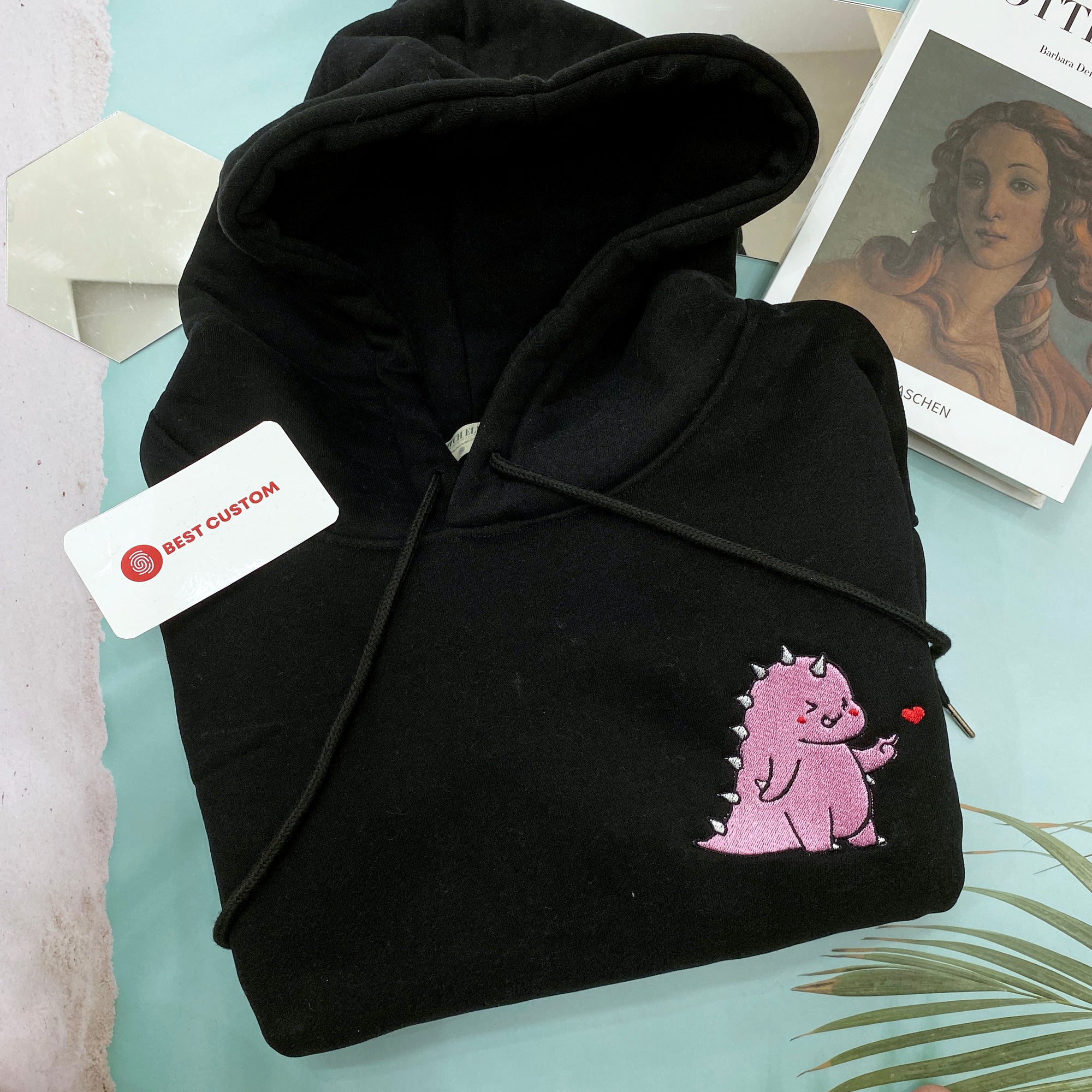 Pink Heart Dinosaur   Embroidered Apparel   Christmas Gift 1696932436954.jpg