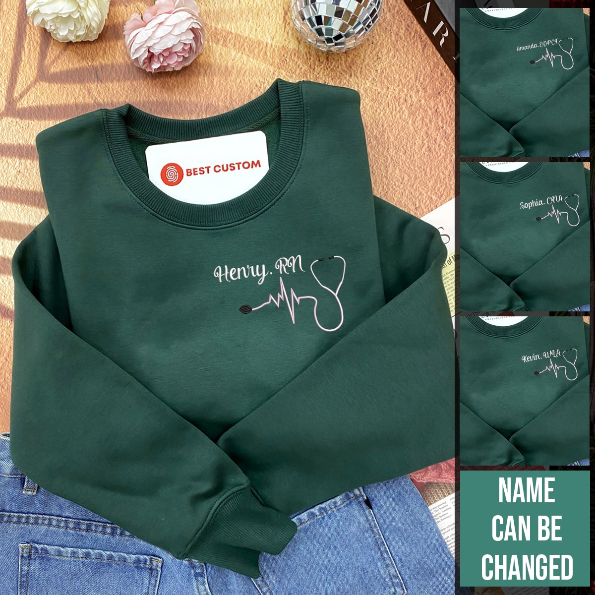 Nurse Doctor Heart Stethoscope   Embroidered Apparel   Gift For Nurse 1698397274293.jpg