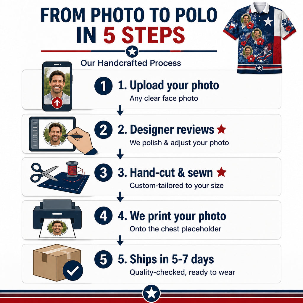 Custom Photo Texas Flag Hawaiian Shirt - How it is made