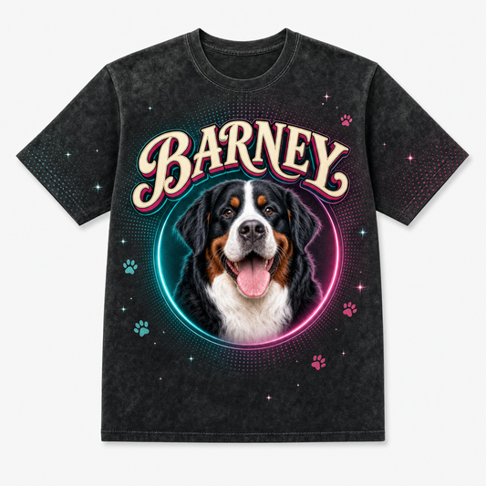 Custom Pet Photo Retro Glow Name Tee - Hero