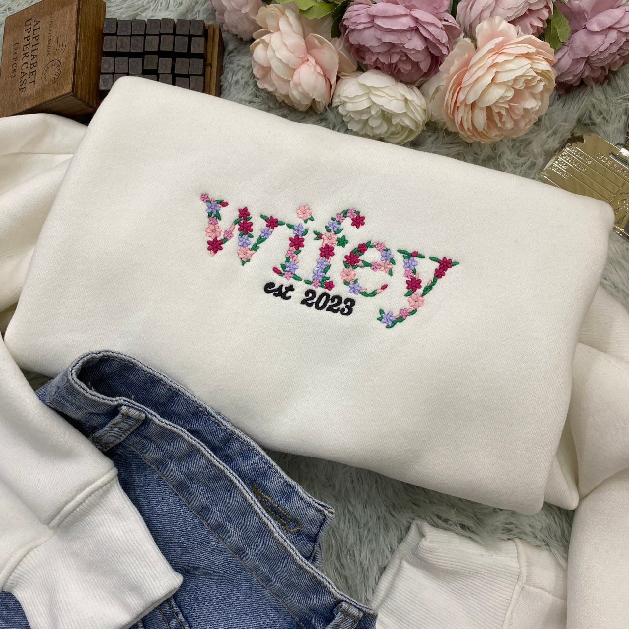 Floral Wifey   Embroidered Apparel   Gift For Wife 1701244405175.jpg