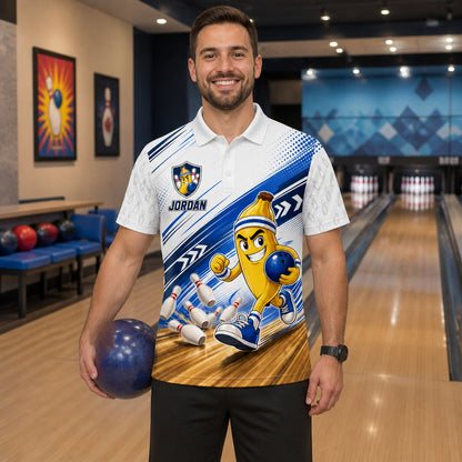 Personalized Bowlanas for Strikes Bowling Polo Shirt – Custom Name, All-Over Print