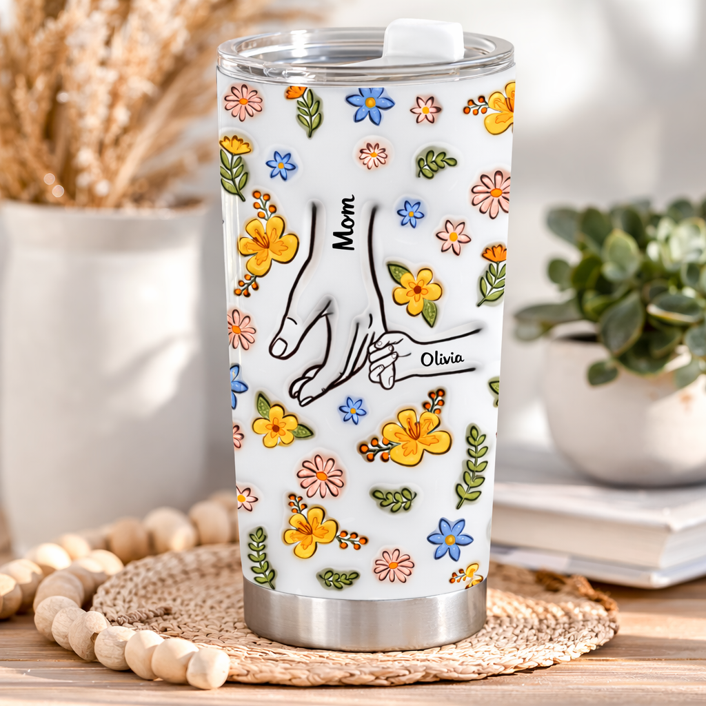 Mom Hold Our Hands Also Our Hearts - Personalized 3D Inflated Effect Printed Tumbler - Gift For Mother 1713948728965451.png