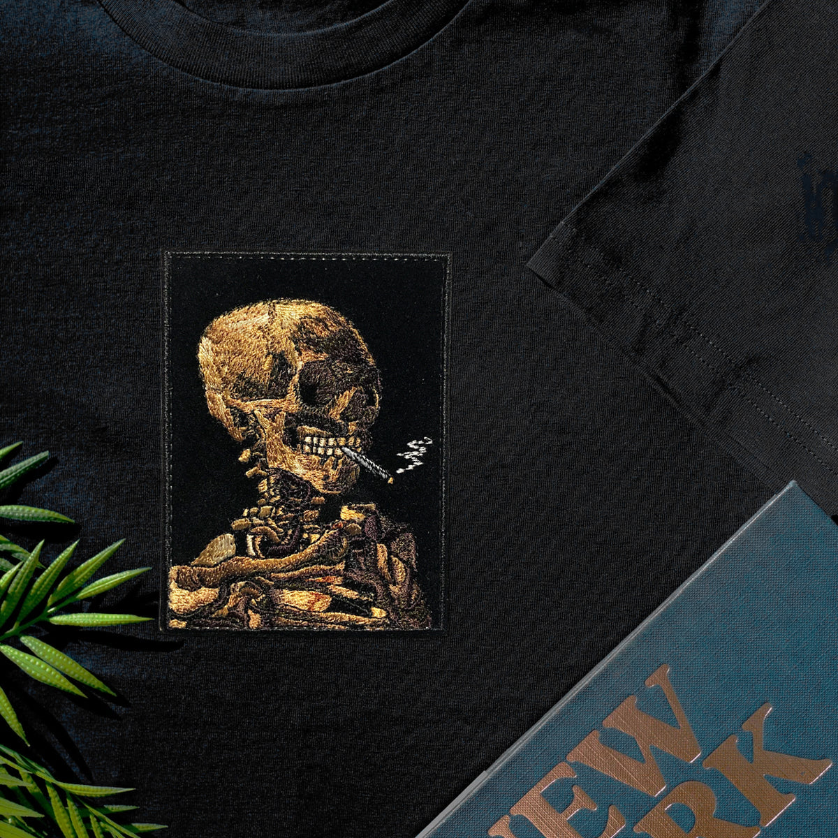 Skeleton With Burning Cigarette Van Gogh Embroidered Shirt 1715829325993.jpg