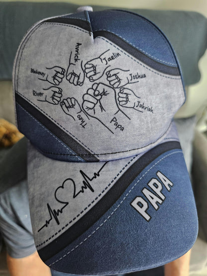 Fist Bump Daddy And Kids - Personalized Classic Cap - Gift For Father, Father's Day 1716807063__1000005375__original.jpg