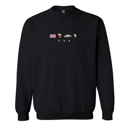 Usa Embroidery Sweatshirt United States America Crewneck Flag Cowboy Boots Cowboy Hat Cowgirl Truck Jeep Eagle Patriot July 4th 1716953869693.jpg