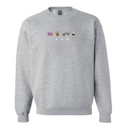 Usa Embroidery Sweatshirt United States America Crewneck Flag Cowboy Boots Cowboy Hat Cowgirl Truck Jeep Eagle Patriot July 4th 1716953870318.jpg