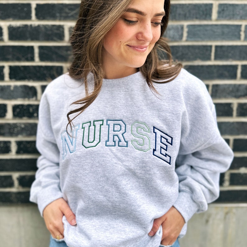 Blue Green Embroidered Nurse Athletic Block Gemma Sweatshirt  Nurse Pullover Sweatshirt  Gift For Grad  New Nurse Gift  Nurse T Shirt 1720760083180.jpg