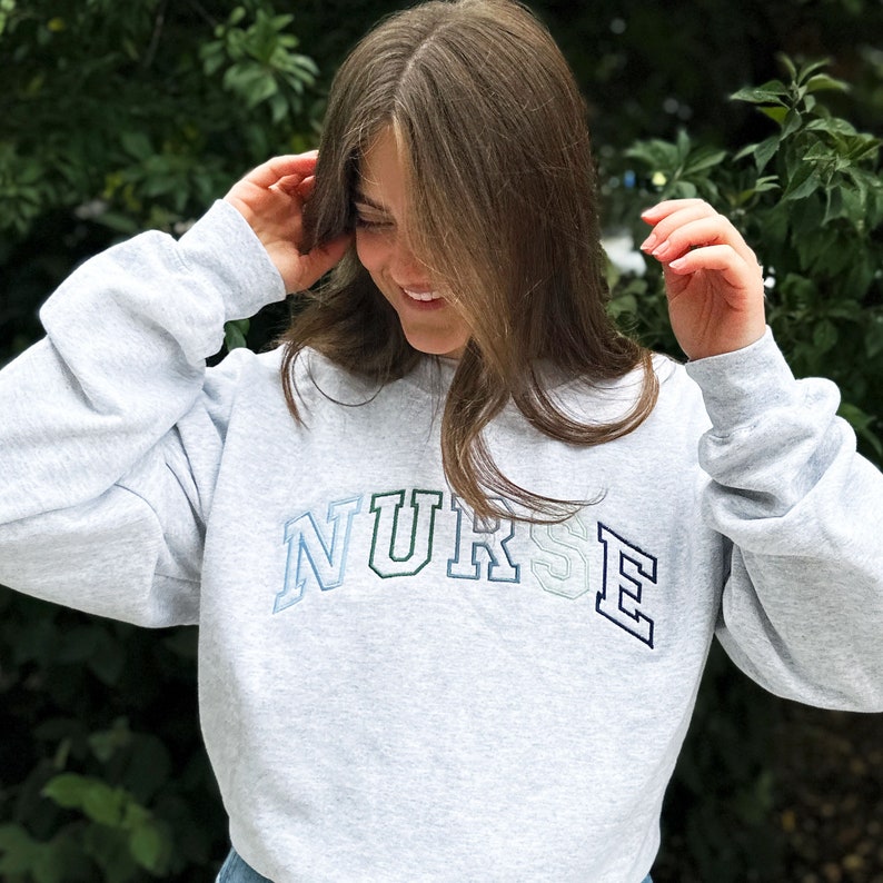 Blue Green Embroidered Nurse Athletic Block Gemma Sweatshirt  Nurse Pullover Sweatshirt  Gift For Grad  New Nurse Gift  Nurse T Shirt 1720760083188.jpg
