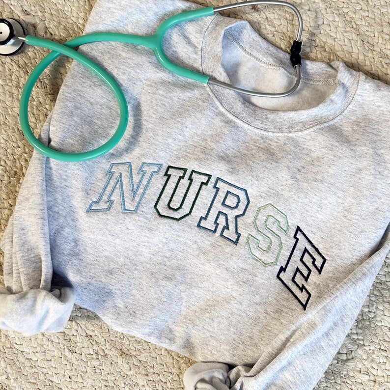 Blue Green Embroidered Nurse Athletic Block Gemma Sweatshirt  Nurse Pullover Sweatshirt  Gift For Grad  New Nurse Gift  Nurse T Shirt 1720760083189.jpg