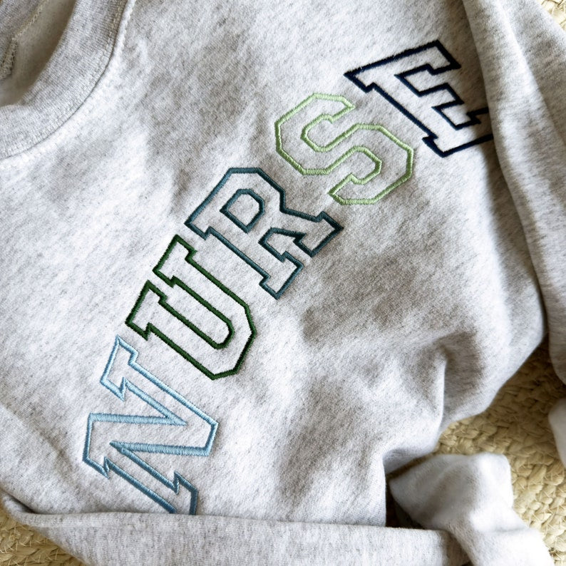 Blue Green Embroidered Nurse Athletic Block Gemma Sweatshirt  Nurse Pullover Sweatshirt  Gift For Grad  New Nurse Gift  Nurse T Shirt 1720760083243.jpg