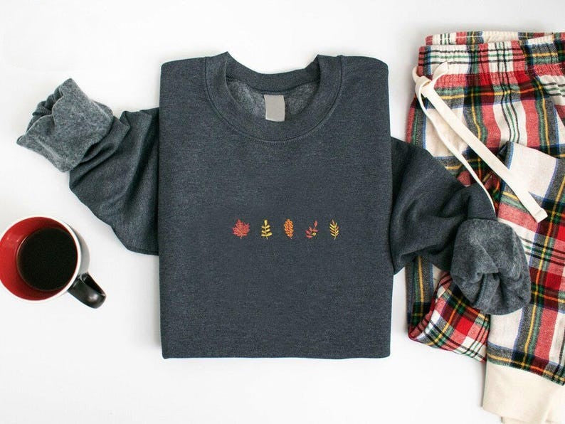Embroidered Fall Sweatshirtwomens Fall Sweaterautumn Clothingfall Season Shirt Embroidery Sweater With Fall Leaves Embroidered Crewneck 1721718848897.jpg