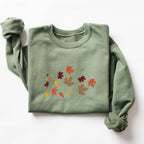 Embroidered Fall Leaves Crewneck Cute Fall Foliage Sweatshirt Autumn Leaves Embroidery Pullover Sweater Cute Fall Shirt Falling Leaves 1721719646290.jpg