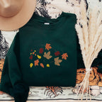 Embroidered Fall Leaves Crewneck Cute Fall Foliage Sweatshirt Autumn Leaves Embroidery Pullover Sweater Cute Fall Shirt Falling Leaves 1721719646323.jpg