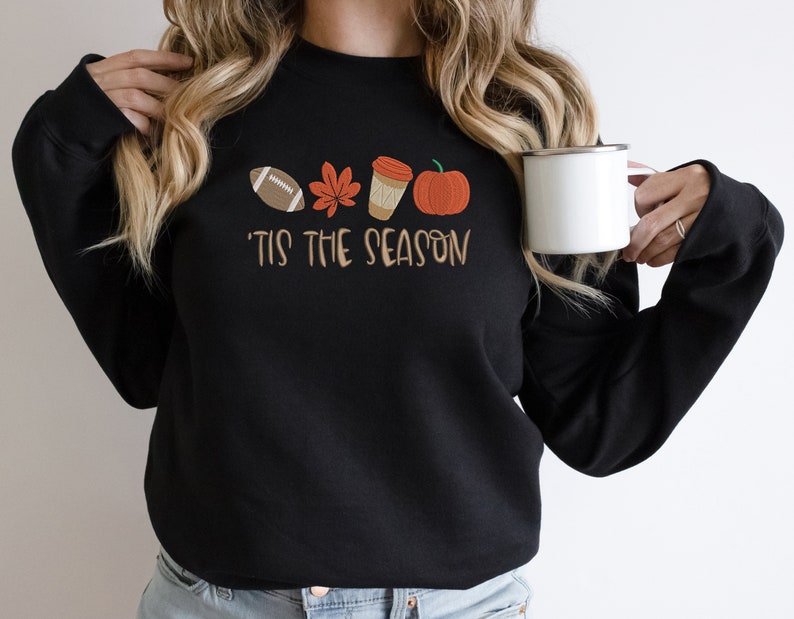 Embroidered Fall Sweatshirt Fall Season Shirt Fall Football Sweatshirt Fall Sweater Embroidered Tis The Season Sweatshirt 1721720230748.jpg