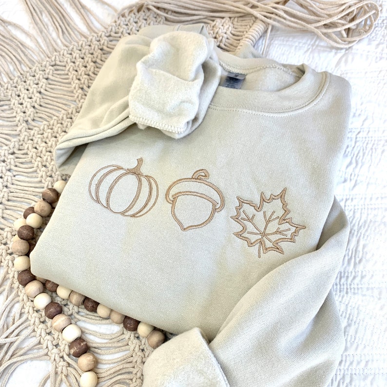 Embroidered Pumpkin Sweatshirt Cute Fall Hoodie Cozy Fall Hoodie Embroidered Crewneck Autumn Attire Fall Leaf Acorn Minimalist Fall Wardrobe 1722309404820.jpg