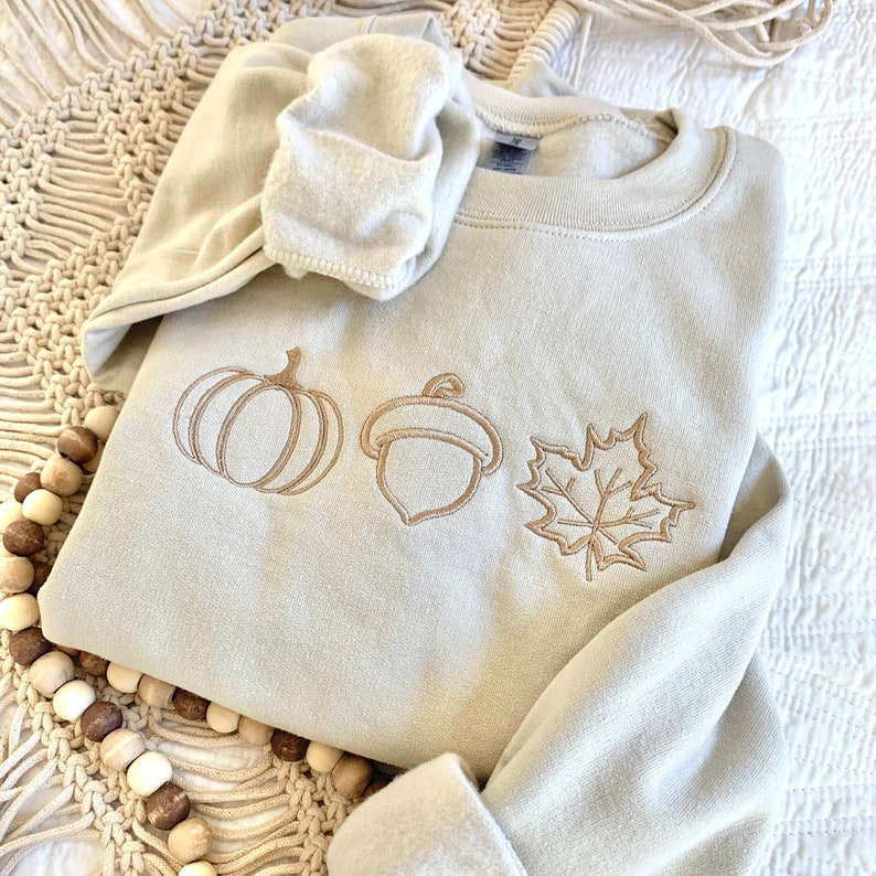 Embroidered Pumpkin Sweatshirt Cute Fall Hoodie Cozy Fall Hoodie Embroidered Crewneck Autumn Attire Fall Leaf Acorn Minimalist Fall Wardrobe 1722309404983.jpg