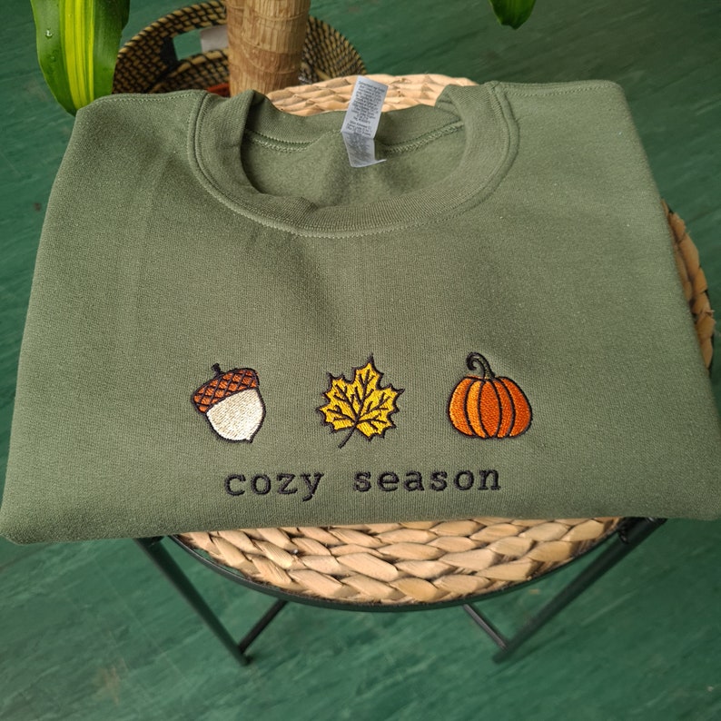 Fall Embroidered Sweatshirt Cozy Season Sweatshirt Fall Sweatshirt Autumn Sweatshirt Gifts For Autumn Halloween Fall Sweatshirt 1722392795670.jpg