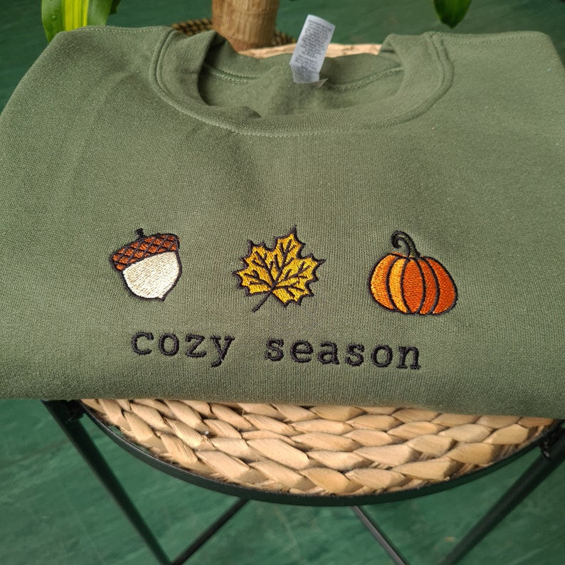 Fall Embroidered Sweatshirt Cozy Season Sweatshirt Fall Sweatshirt Autumn Sweatshirt Gifts For Autumn Halloween Fall Sweatshirt 1722392795671.jpg