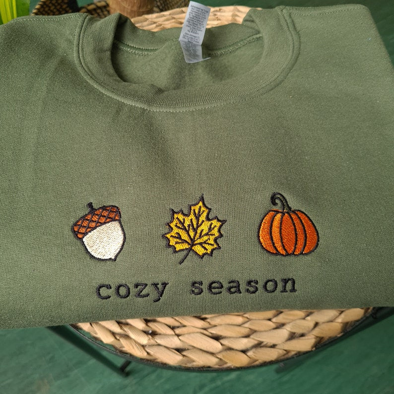 Fall Embroidered Sweatshirt Cozy Season Sweatshirt Fall Sweatshirt Autumn Sweatshirt Gifts For Autumn Halloween Fall Sweatshirt 1722392795675.jpg