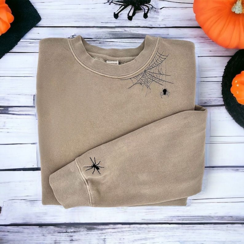 Embroidered Spiderweb Sweatshirt Spiderweb Sweatshirt Halloween Sweatshirt Halloween Embroidered Spiderweb Spooky Season Spiderweb 1722910400949.jpg