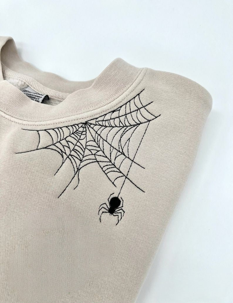 Embroidered Spiderweb Sweatshirt Spiderweb Sweatshirt Halloween Sweatshirt Halloween Embroidered Spiderweb Spooky Season Spiderweb 1722910401032.jpg