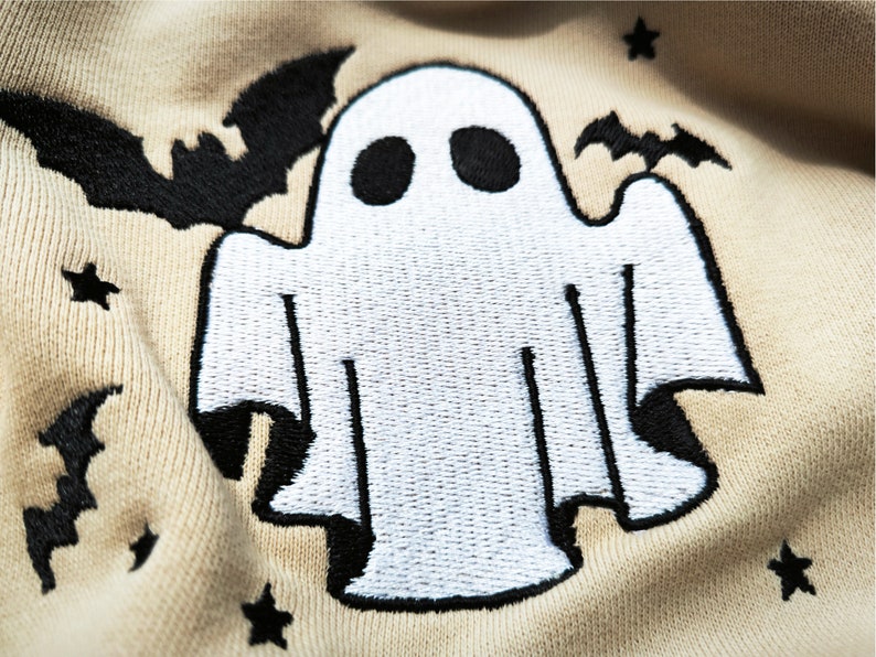 Ghost Embroidered Sweatshirt Little Ghost Bat Shirt Halloween Sweatshirt Halloween Embroidered Sweatshirt Ghost Sweatshirtspooky Season 1722911588009.jpg