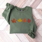 Autumn Leaves Embroidered Sweatshirt Fall Crewneck Sweater Thanksgiving Pullover Fall Season Jumper Fall Breeze Autumn Sweater Gift 1722917007383.jpg