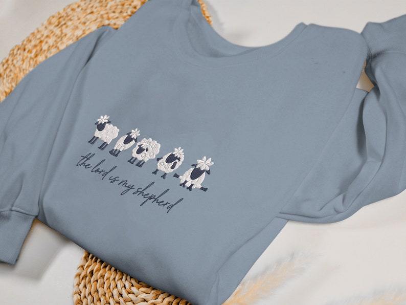 The Lord Is My Shepherdd Embroidered Sweatshirt Embroidered Sheep Sweater Christian Sweater 1722919206711.jpg