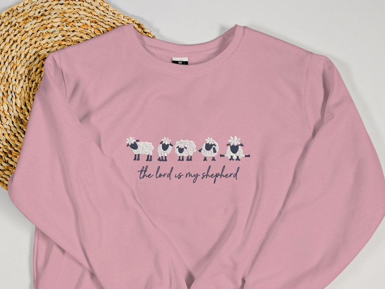 The Lord Is My Shepherdd Embroidered Sweatshirt Embroidered Sheep Sweater Christian Sweater 1722919206770.jpg