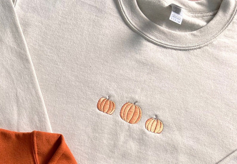 Embroidered Pumpkin Sweatshirt   Halloween Sweatshirt   Embroidered Crewneck   Halloween Embroidery   Fall Sweatshirt   Pumkin Sweatshirt 1723000326300.jpg