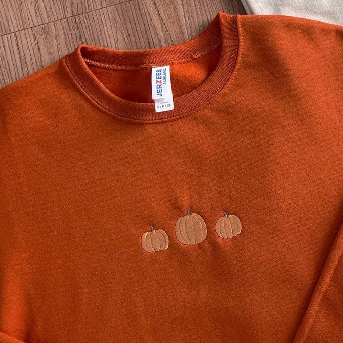Embroidered Pumpkin Sweatshirt   Halloween Sweatshirt   Embroidered Crewneck   Halloween Embroidery   Fall Sweatshirt   Pumkin Sweatshirt 1723000326325.jpg