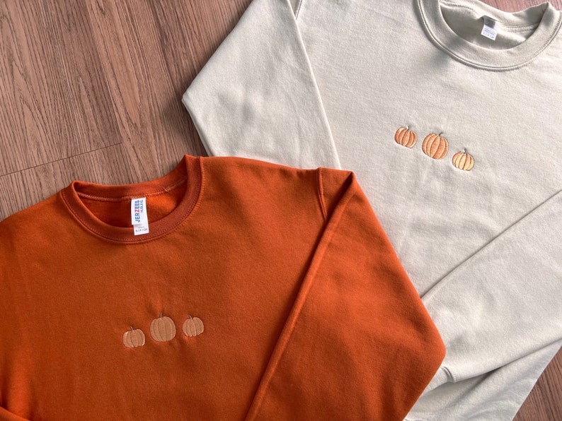 Embroidered Pumpkin Sweatshirt   Halloween Sweatshirt   Embroidered Crewneck   Halloween Embroidery   Fall Sweatshirt   Pumkin Sweatshirt 1723000326329.jpg
