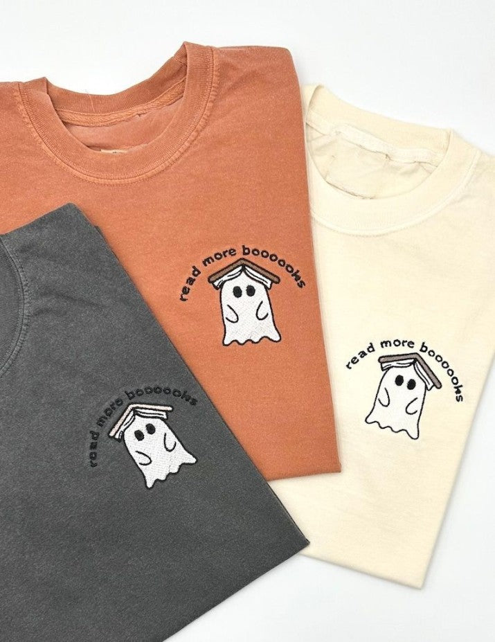 Embroidered Ghost Book T Shirt Fall Spooky Season Pullover Cute Ghost Shirt Halloween Teacher Bookish Librarian Gift Reading Ghost 1723795079414.png