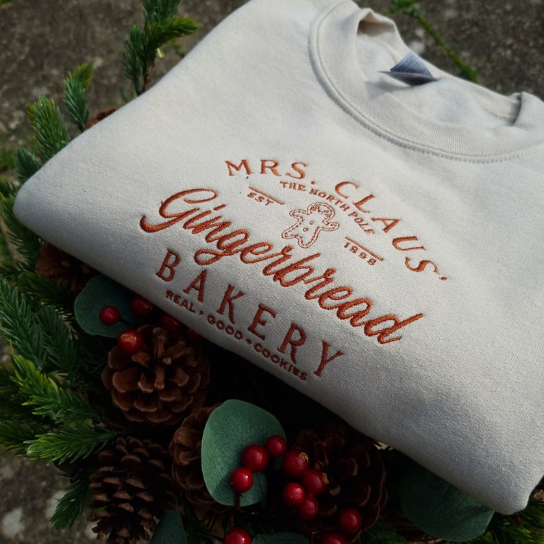 Mrs Clause Gingerbread Christmas Embroidered Sweatshirt Christmas Sweatshirt Funny Christmas Xmas Gift Womens Sweater Retro Christmas 1725070838816.jpg