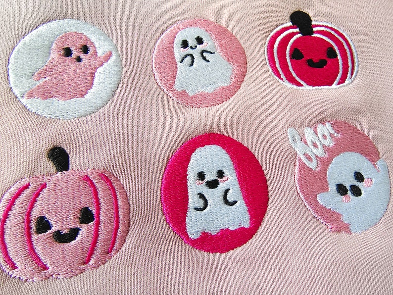 Halloween Cookies Boo Embroidered Sweatshirt Pink Spooky Season Crewneck Sweatshirt Ghost And Pumpkin Embroideredhalloween Sweatshirt 1725522612751.jpg