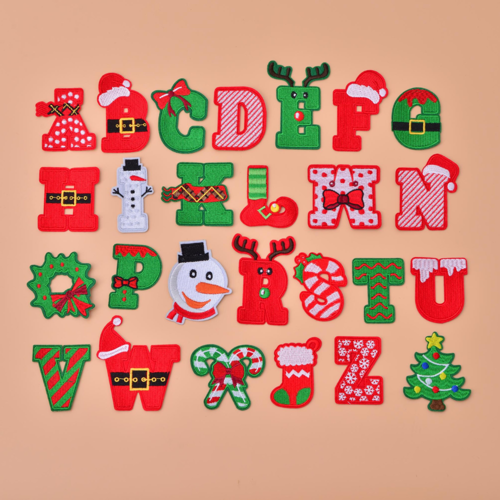 26 Alphabet Christmas Patches   Holiday Embroidery Iron On Patterns Christmas Craft Patterns Iron On And Sew On Holiday Appliques 1725867558637.png
