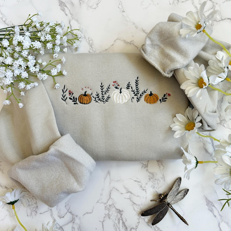 Embroidered Fall Sweatshirt Autumn Cozy Season Sweatshirt Pumpkin Embroidered Mushroom Sweater Thanksgiving Sweatshirt Fall Apparel 1726200810400.jpg