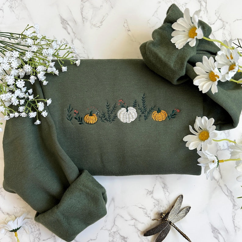 Embroidered Fall Sweatshirt Autumn Cozy Season Sweatshirt Pumpkin Embroidered Mushroom Sweater Thanksgiving Sweatshirt Fall Apparel 1726200810448.jpg