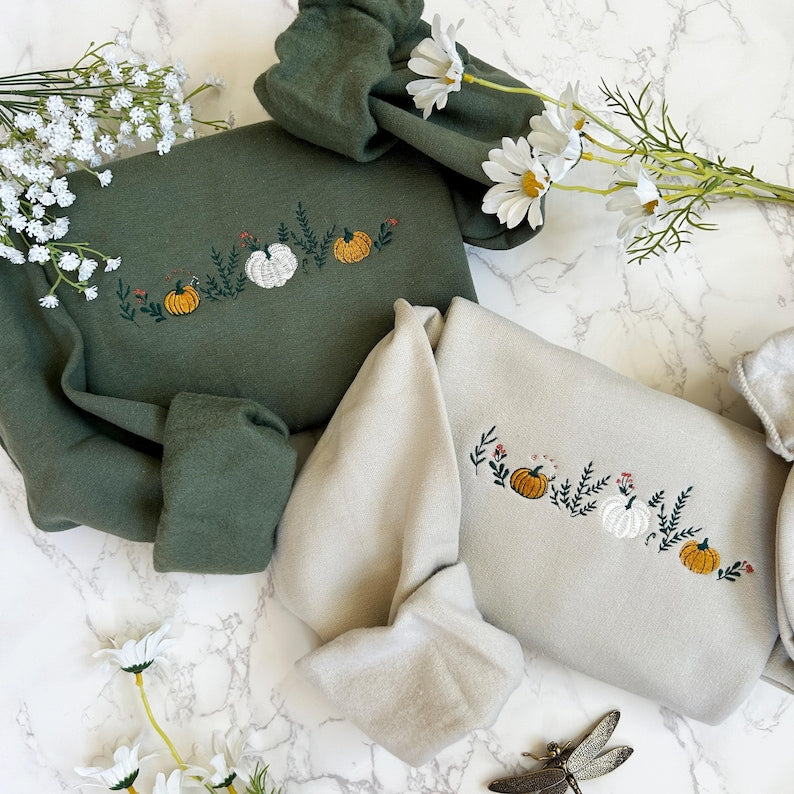 Embroidered Fall Sweatshirt Autumn Cozy Season Sweatshirt Pumpkin Embroidered Mushroom Sweater Thanksgiving Sweatshirt Fall Apparel 1726200810967.jpg
