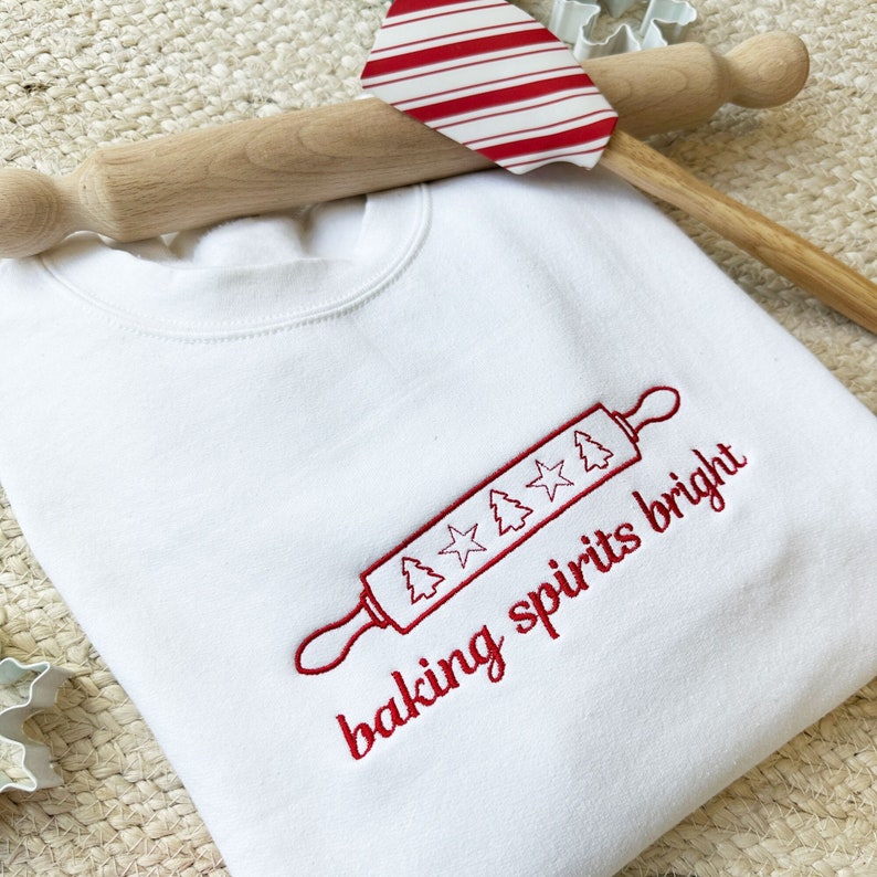 Baking Spirits Bright Christmas Sweatshirt  Custom Embroidered Crewneck  Holiday Gift  Festive Apparel  Personalized Winter Wear 1726714195219.jpg